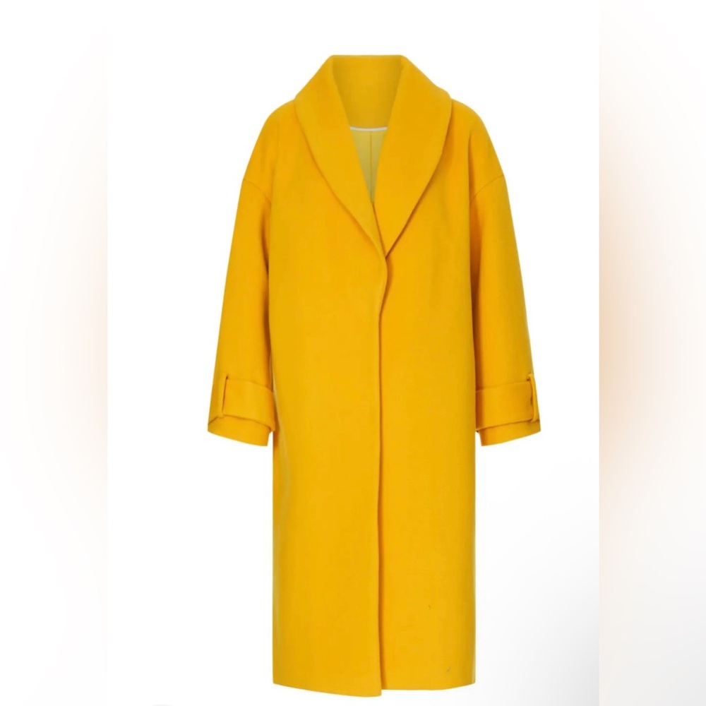NWOT Marina Moscone × RTR Yellow Wool Blend Cocoon Coat - Picture 6 of 12